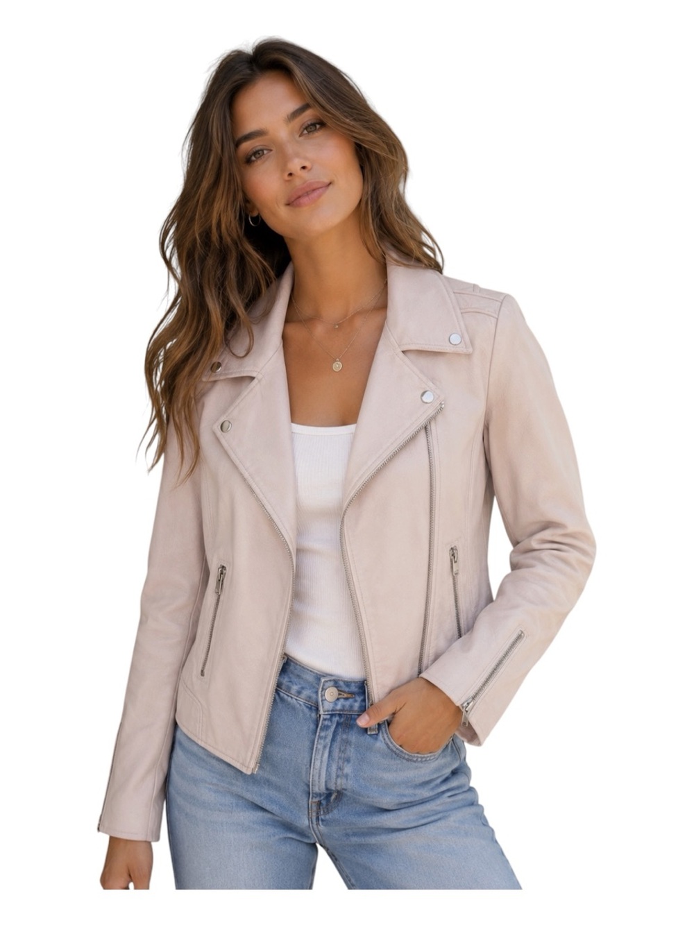 NEW Pistola Nicolette Mod Moto Jacket Mellow Rose Size S $218